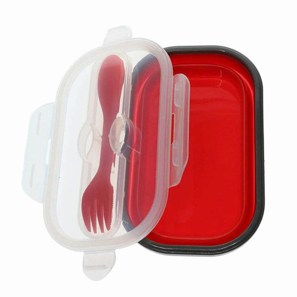 Boîte à repas pliable avec 1 compartiment | Rouge