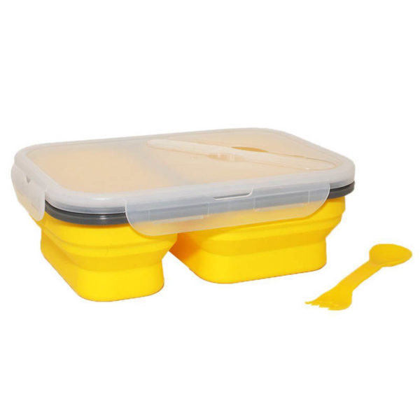 Boîte à repas pliable avec 2 compartiments | Jaune