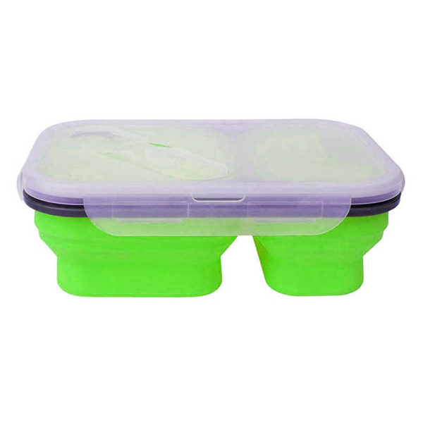 Collapsible lunch box 2 compartments | Green