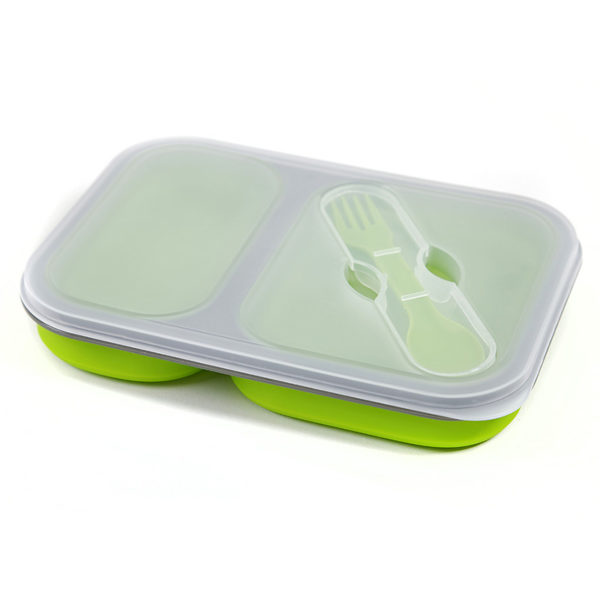 Collapsible lunch box 2 compartments | Green
