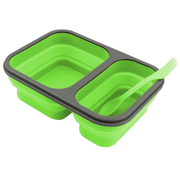 Collapsible lunch box 2 compartments | Green