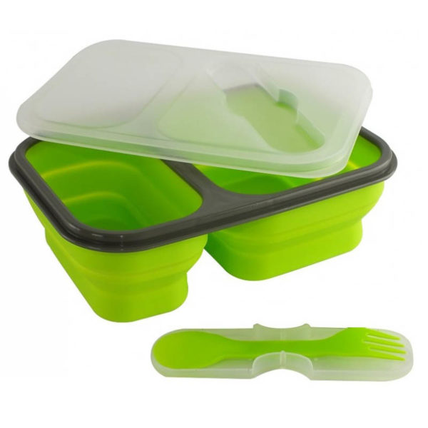 Collapsible lunch box 2 compartments | Green