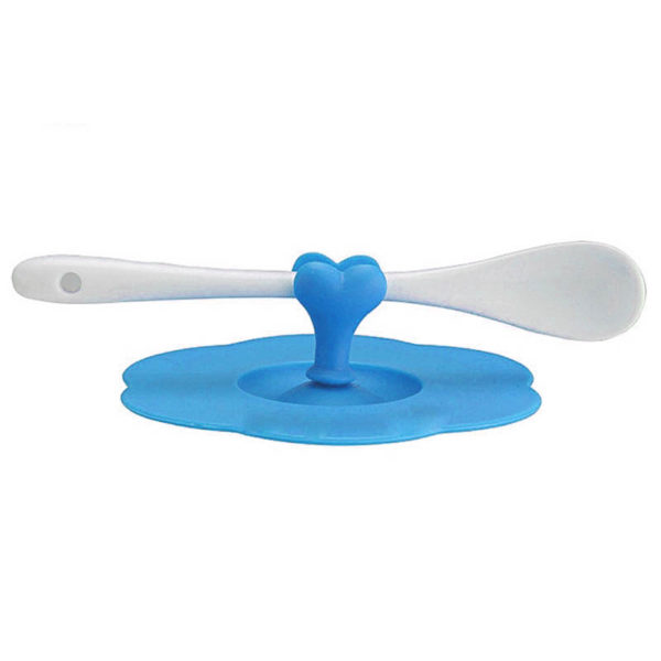 Silicone cup lid with spoon holder | Blue