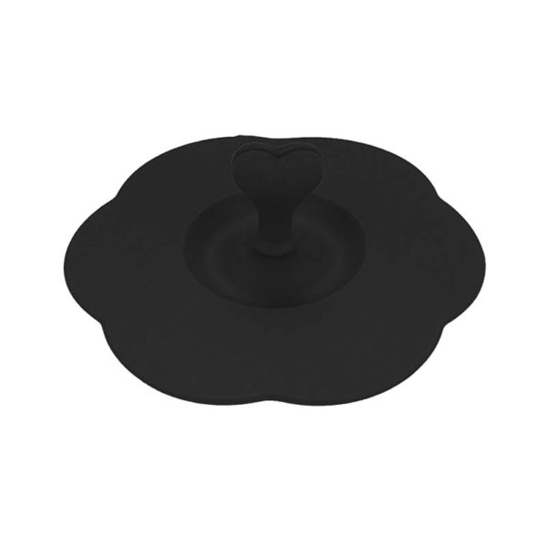 Silicone cup lid with spoon holder | Black