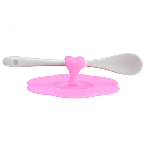 Silicone cup lid with spoon holder | Pink