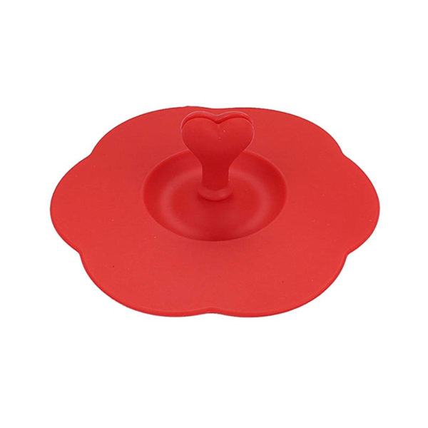 Silicone cup lid with spoon holder | Red