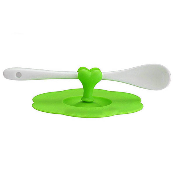 Silicone cup lid with spoon holder | Green