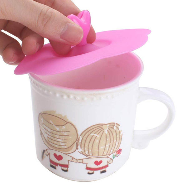 Silicone cup lid with spoon holder | Pink