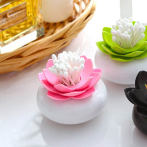 Lotus-shaped cotton swab dispenser | Green