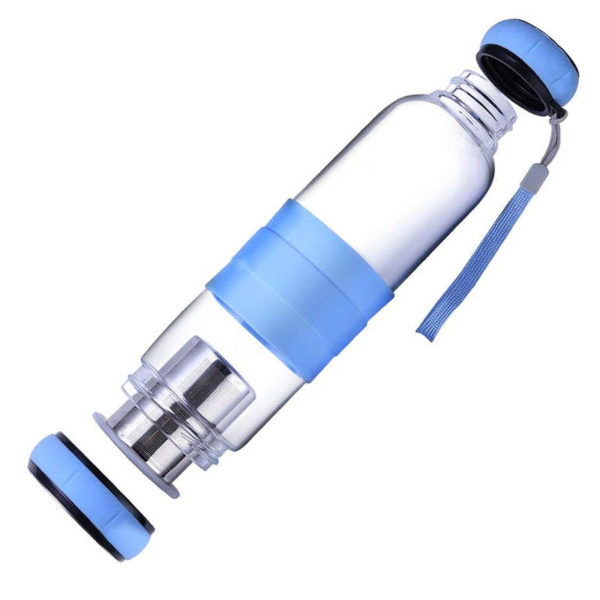Glass Tea Infuser Bottle 550ml | Blue