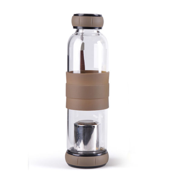Glass Tea Infuser Bottle 550ml | Brown