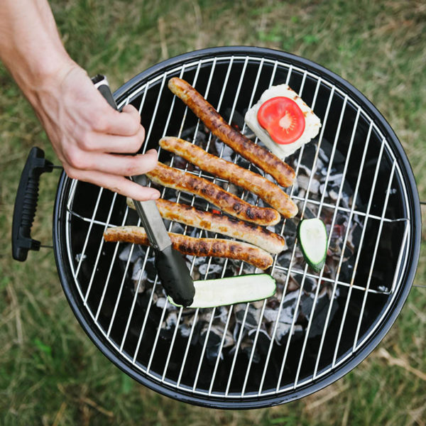 Large stainless steel and silicone tongs | Black