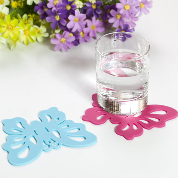 Butterfly silicone coaster | Blue