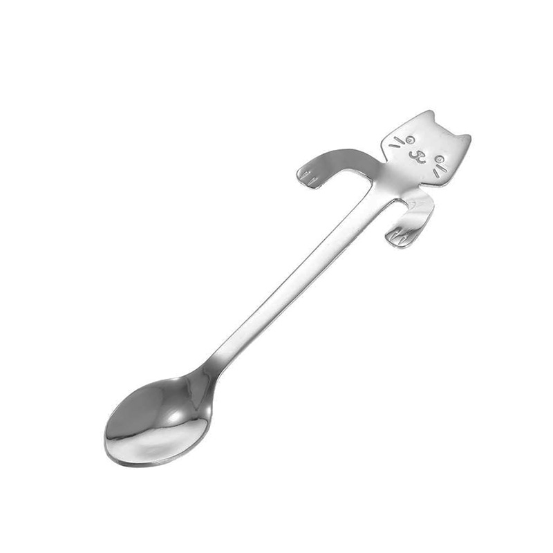 6 pièces de cuillère à café Chat en Acier Inoxydable 304, cuillère à Dessert cuillère à thé