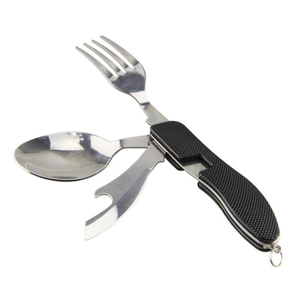 Foldable stainless steel cutlery set | Black