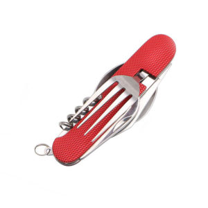 Kit de couverts pliables en inox de poche | Rouge