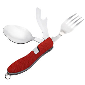 Kit de couverts pliables en inox de poche | Rouge