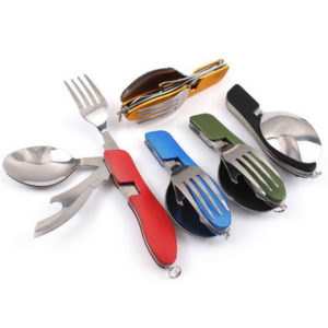Foldable stainless steel cutlery set | Blue