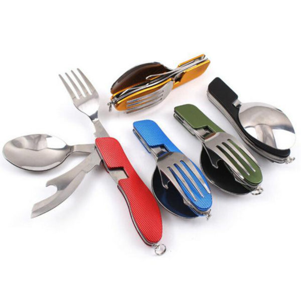 Foldable stainless steel cutlery set | Red