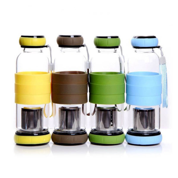 Glass Tea Infuser Bottle 420ml | Green