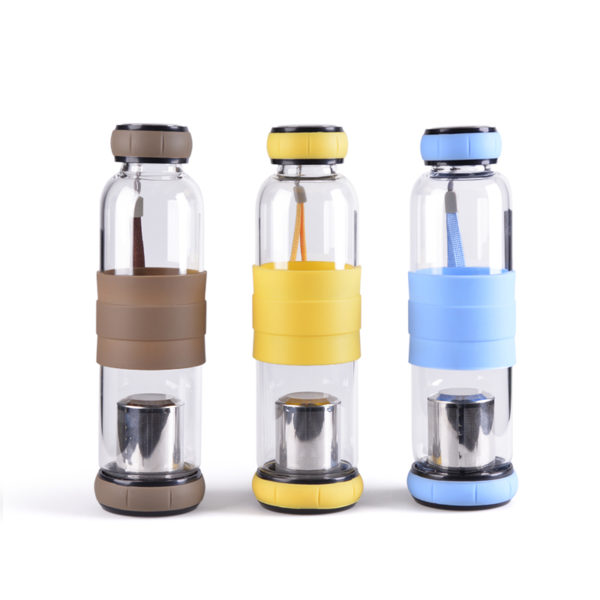 Glass Tea Infuser Bottle 550ml | Blue