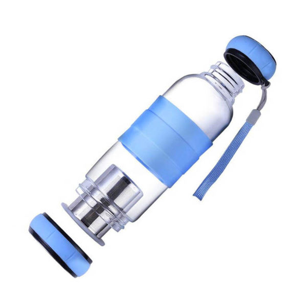 Glass Tea Infuser Bottle 420ml | Blue