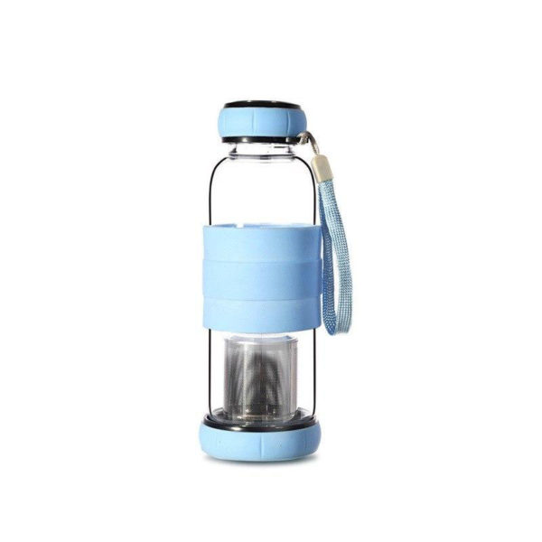 Glass Tea Infuser Bottle 420ml | Blue