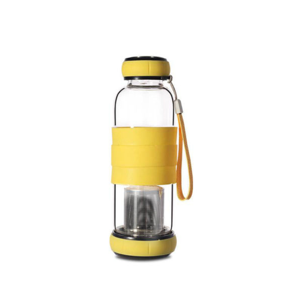 Glass Tea Infuser Bottle 420ml | Yellow