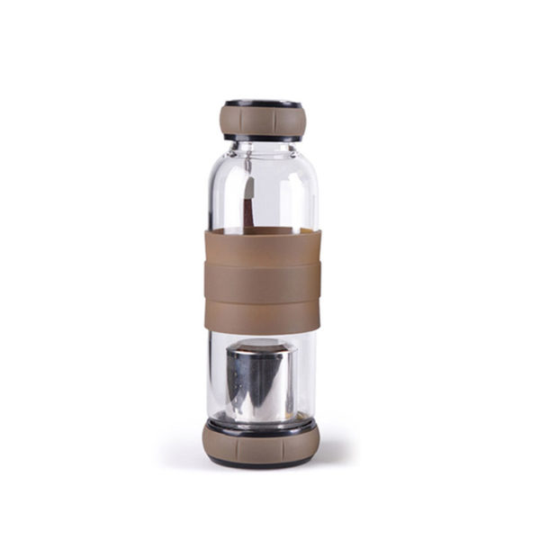Glass Tea Infuser Bottle 420ml | Brown