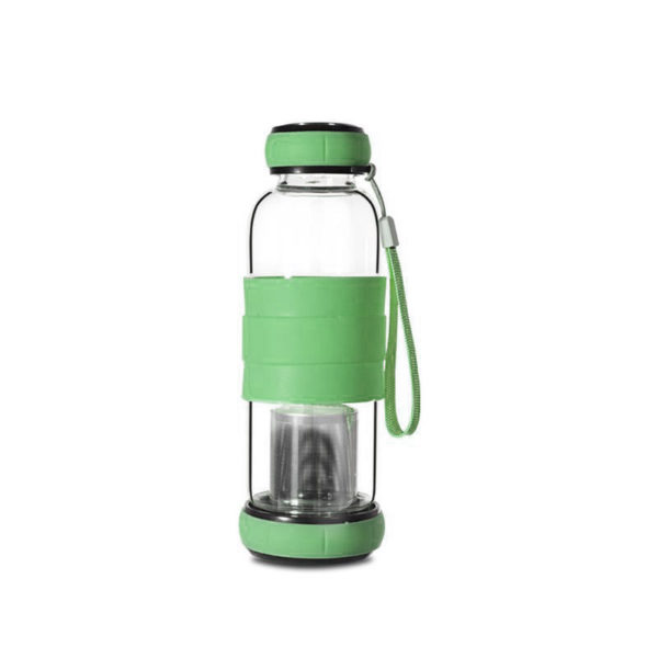 Glass Tea Infuser Bottle 420ml | Green