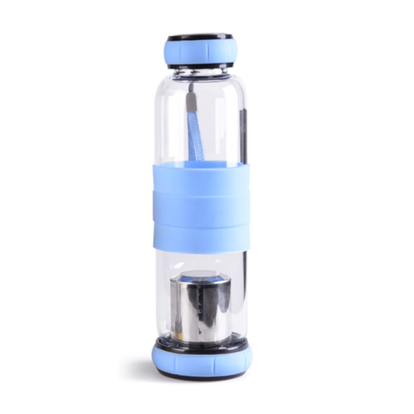 Glass Tea Infuser Bottle 550ml | Blue