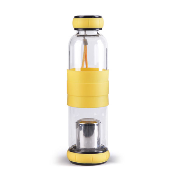 Glass Tea Infuser Bottle 550ml | Yellow