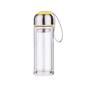 Double walled glass infuser bottle 320ml | Yellow