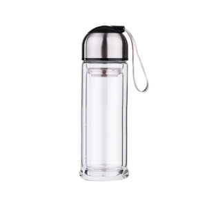 Double walled glass infuser bottle 320ml | Black