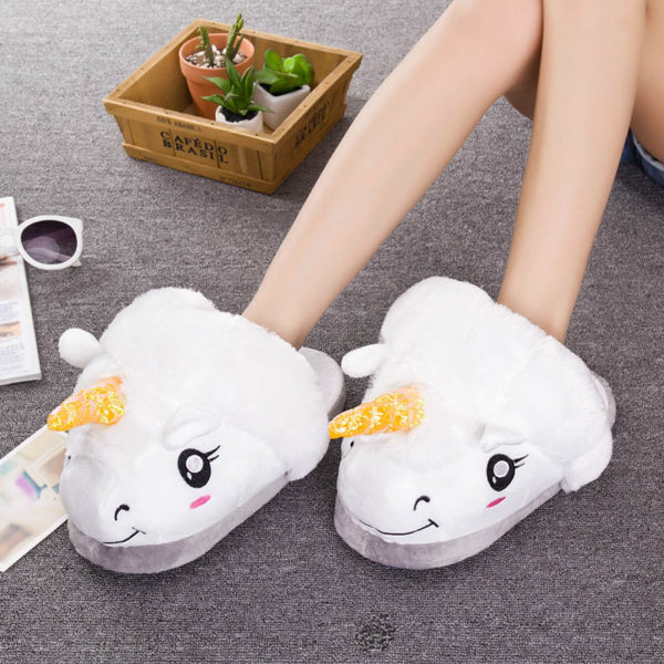 Unicorn Kids Slippers | White