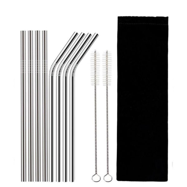 Set of 8 straws in stainless steel with brush