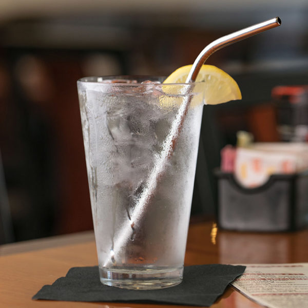 Bent stainless steel straw with Brush