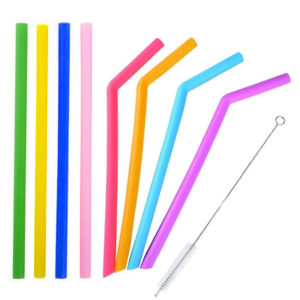 Set of 8 silicone straws with Brush