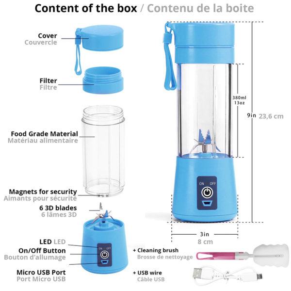 Blender portable multifonction USB coloré | Rose