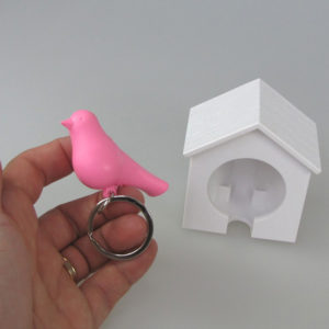 Bird Whistle Keyring | Pink & Brown