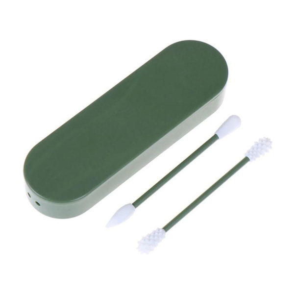 Set of 2 Reusable Silicone Cotton Swabs | Green