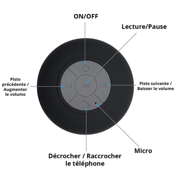 Enceinte bluetooth étanche main-libre | Noir