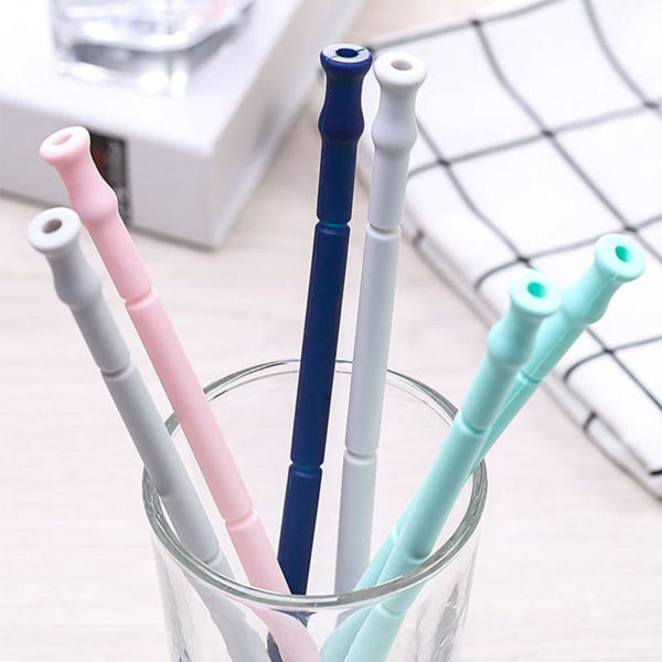 Foldable reusable silicone pocket straw | Pink