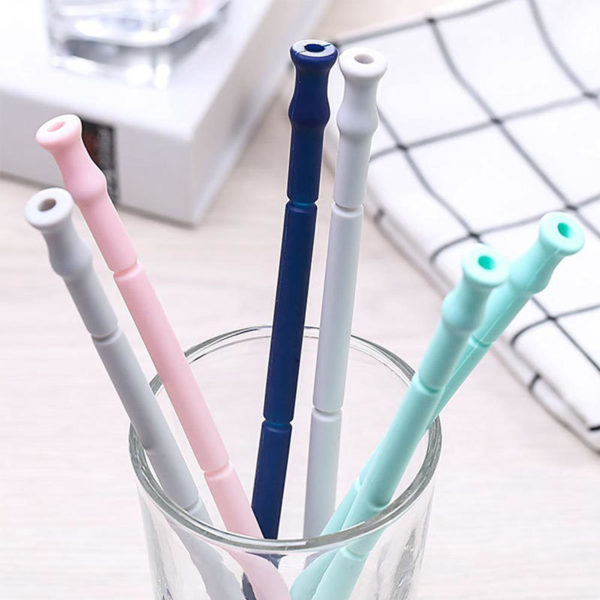 Foldable reusable silicone pocket straw | White