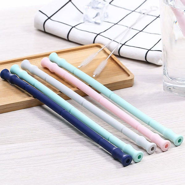 Foldable reusable silicone pocket straw | Green