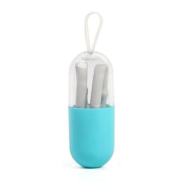 Foldable reusable silicone pocket straw | White