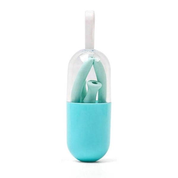 Foldable reusable silicone pocket straw | Green