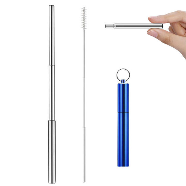 Telescopic reusable stainless steel straw