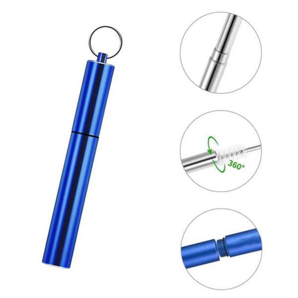 Telescopic reusable stainless steel straw