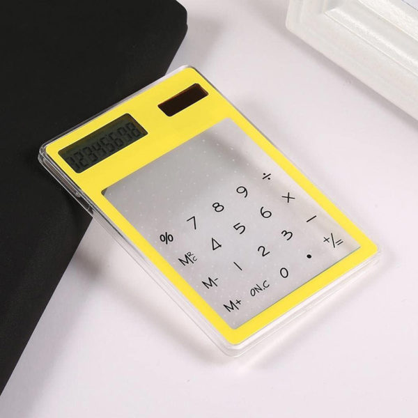 Calculatrice solaire colorée transparente | Jaune